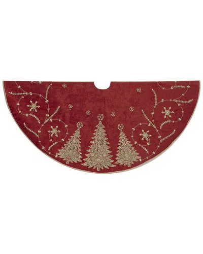 KURT ADLER KURT ADLER 48-INCH BURGUNDY & GOLD CHRISTMAS TREE DAMASK TREE SKIRT