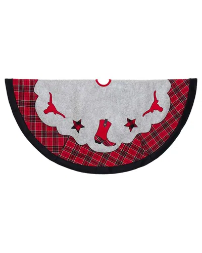 Kurt Adler 48-inch Plaid Cowboy Design Appliqué & Embroidered Western Felt Tree Skirt In Multi