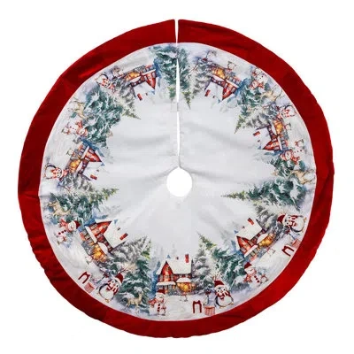 Kurt Adler 48 Inch Velvet Beaded Tree Skirt In White