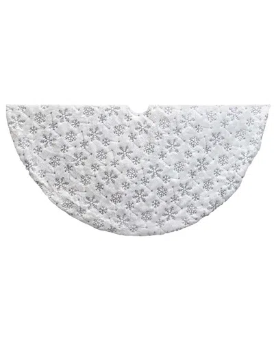 Kurt Adler 48-inch White Tree Skirt With Snowflake Border