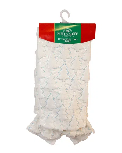 Kurt Adler 48in White Soft With Iridescent Sequined Trees Tree Skirt In Multi