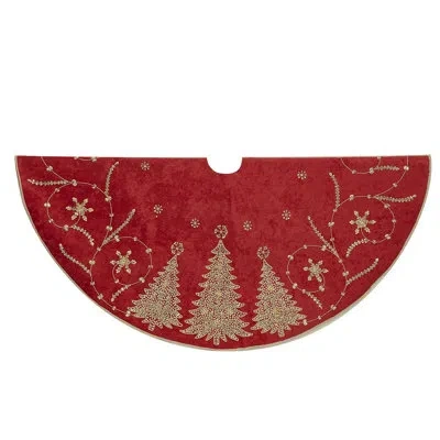 Kurt Adler 48-inch Burgundy Christmas Tree Damask Tree Skirt
