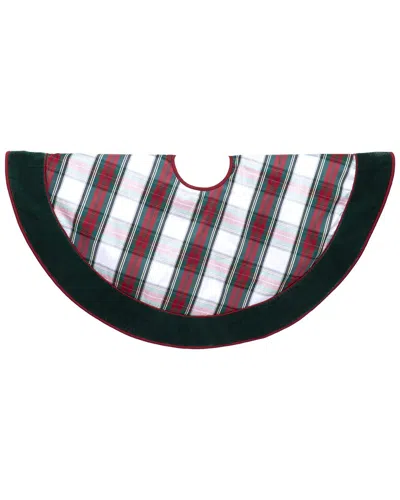 Kurt Adler 48-inch Red & Green Plaid Velvet Border Tree Skirt In Black