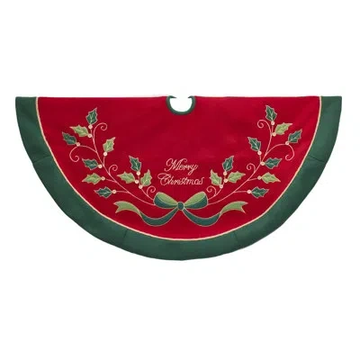 Kurt Adler 48-inch Red And Green With Holly Tree Skirt In Multi