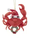 Kurt Adler 4in Whimsical Red Crab With Wreath Ornament In Multi