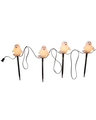 Kurt Adler 4pc Ghost Yard Stake Light Set In Brown