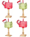 Kurt Adler 4pc Mailboxes With Santa Hat Christmas Ornaments