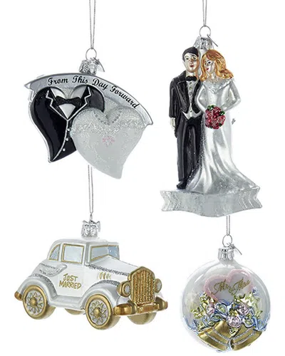 Kurt Adler 4pc Wedding Christmas Ornament Set In Multi