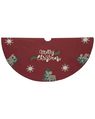Kurt Adler 50-inch Reindeer Applique Tree Skirt In Red