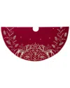 Kurt Adler 50-inch Reindeer Hand Embroidered Tree Skirt In Red