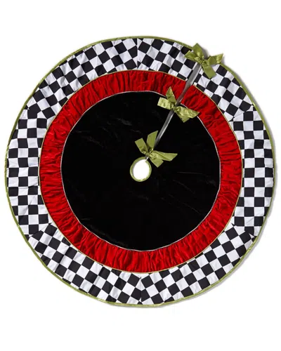 Kurt Adler 52-inch Black & White Checkered Tree Skirt In Multi