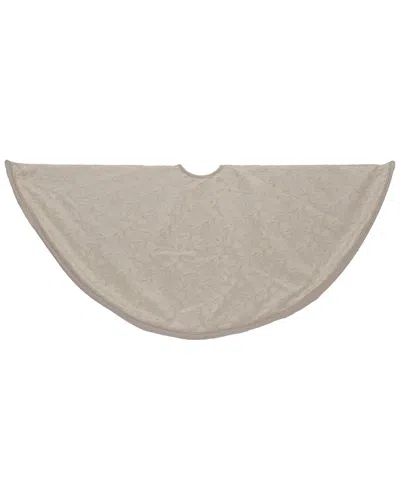 Kurt Adler 54-inch Cream & Platinum Poinsettia Tree Skirt In White
