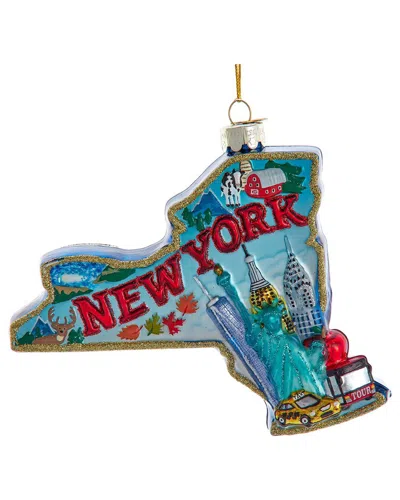 Kurt Adler 5.5in Glass New York Map Ornament In Multi
