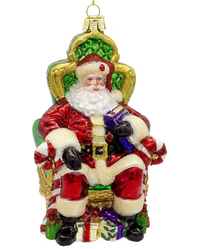 Kurt Adler 5.5-inch Bellissimo Glass Santa On Throne Ornament In Multi