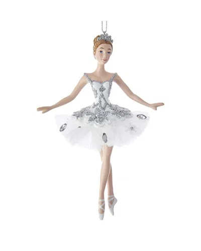 Kurt Adler 5.75in Resin Snow Queen Ballerina Ornament In White