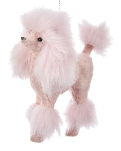 Kurt Adler 5in Furry Poodle Ornament In Pink