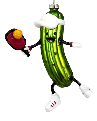 Kurt Adler 5in Glass Pickleball Pickle Ornament In Green