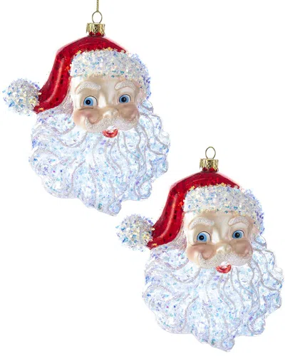 Kurt Adler 5in Glass Santa Head Ornament In Multicolor