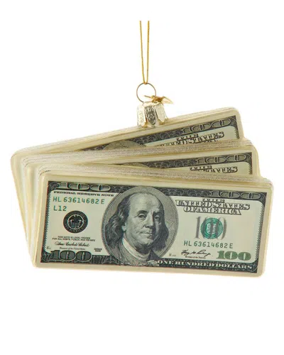 Kurt Adler 5in Noble Gems Glass $100 Bills Ornament In Multi