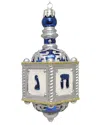 Kurt Adler 5in Noble Gems Glass Dreidel Ornament In Silver
