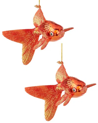 Kurt Adler 5in Noble Gems Glass Goldfish Ornament In Multicolor
