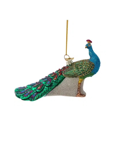 Kurt Adler 5in Noble Gems Glass Peacock Ornament In Multicolor