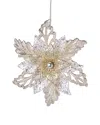 Kurt Adler 5in Poinsetta W/glitter Ornament Set Of 2 In Platinum