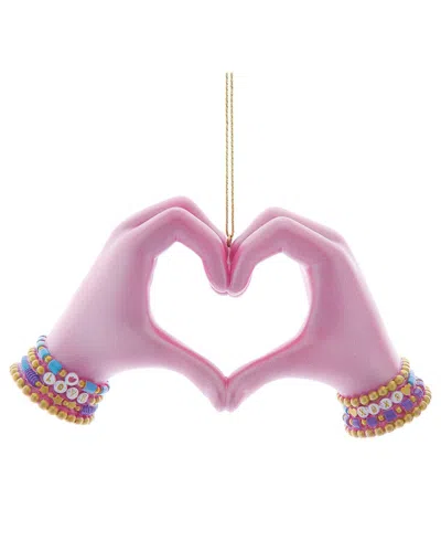 Kurt Adler 5in Resin Heart Hand Ornament In Pink