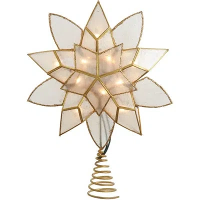 Kurt Adler 5-point Multi-layered Illuminated Capiz Shell Star For Indoor Christmas Treetop, Gold, 11.75" In Clear