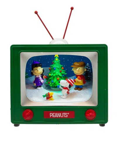 Kurt Adler 6" Battery Operated Peanuts Outdoor Scene Musical Tv Table Piece In Clear