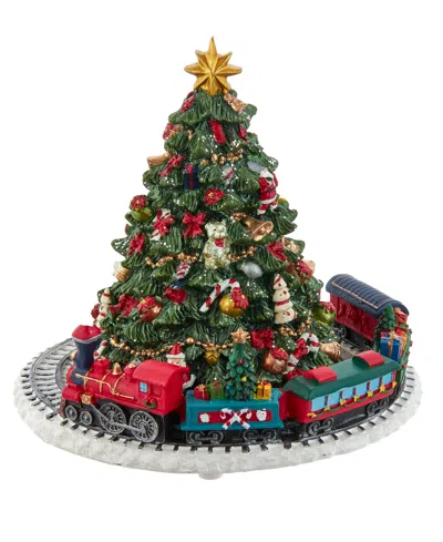 Kurt Adler 6" Christmas Tree With Revolving Train Music Box In Multicolored