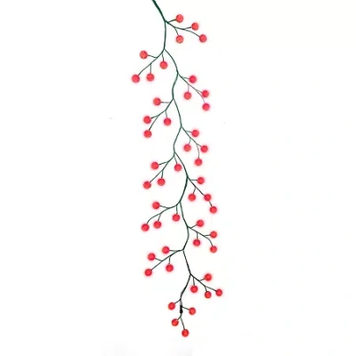 Kurt Adler 6-foot Green Garland With 48 Red Led And Red Ball Lights