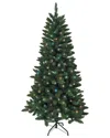 Kurt Adler 6-foot Pre-lit Green Pine Tree With Multicolored Lights In Green