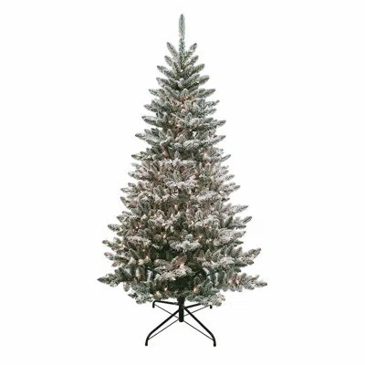 Kurt Adler 6' H Green Artificial Pine Flocked/frosted Christmas Tree With 400 Lights
