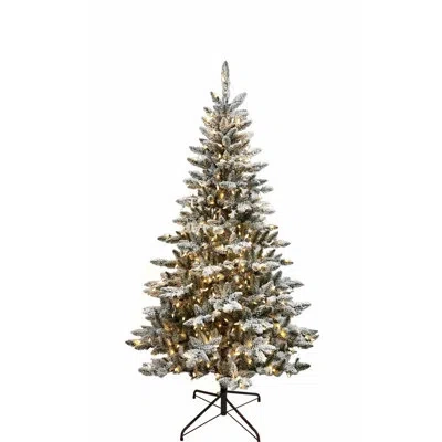 Kurt Adler 6' H Green/white Artificial Pine Flocked/frosted Christmas Tree With 400 Led Lights