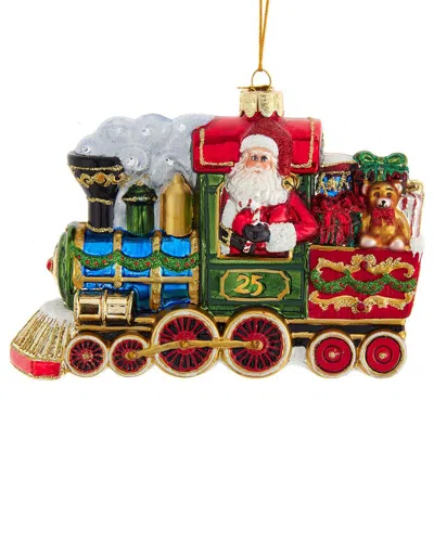 Kurt Adler 6-inch Bellissimo Glass Santa With Train Ornament In Multi