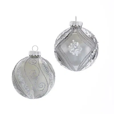 Kurt Adler 6 Piece Glitter Glass Ball Ornament Set