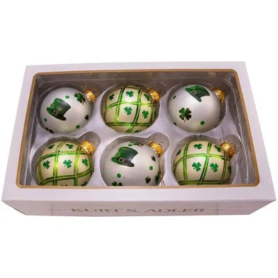 Kurt Adler 6 Piece St. Patrick Glass Ball Ornament Set