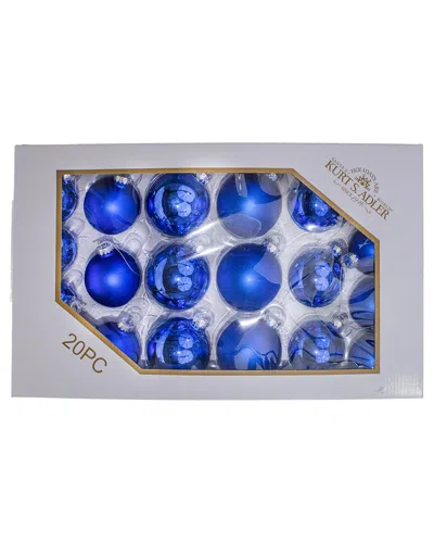 Kurt Adler 60-80mm Shiny & Matte Blue Balls, 20pc Set