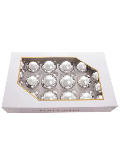 Kurt Adler 60-80mm Shiny Glass Ball Ornaments, 20-piece Set In Silver