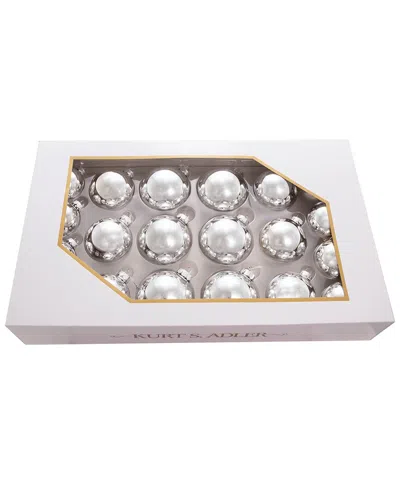 Kurt Adler 60-80mm Shiny Silver Glass Ball Ornaments, 20pc Set