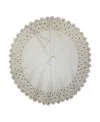 Kurt Adler 60" Beads Scalloped Ivory Embroidered Tree Skirt In White