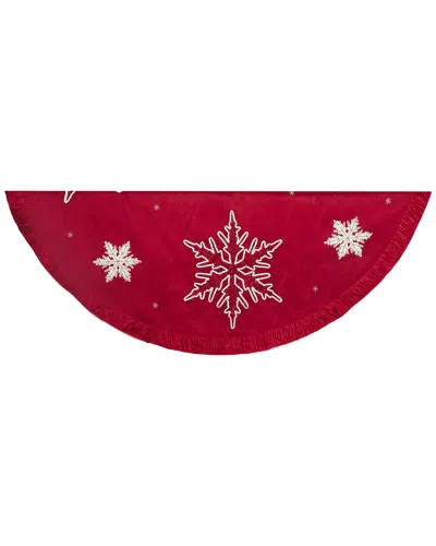 Kurt Adler 60-inch Red Snowflake Embroidered & Pleated Tree Skirt
