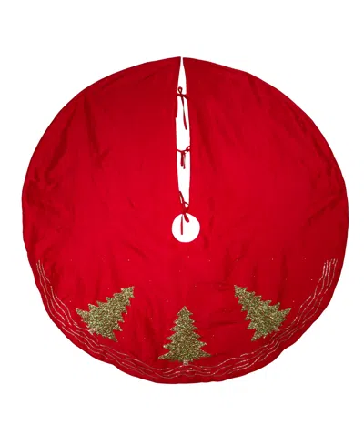 Kurt Adler 60" Tree Skirt With Embroidered Tree Design In Multi-color