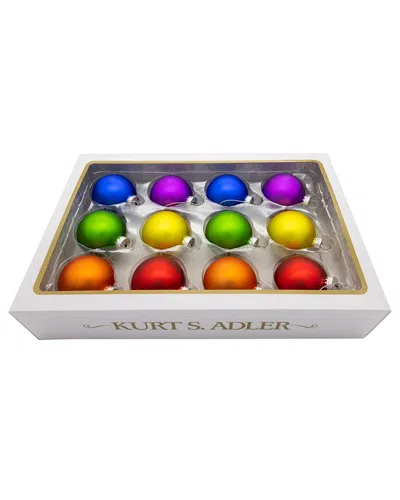 Kurt Adler 60mm Glass Rainbow Ball 12pc Ornament Set In Multi