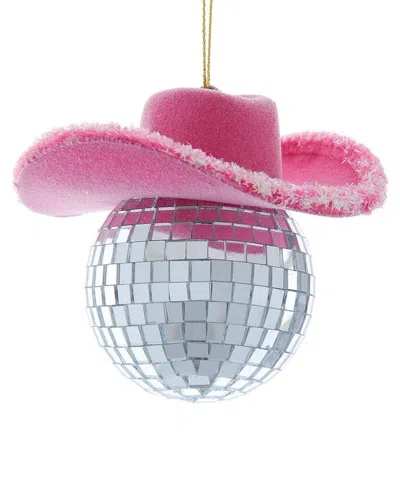Kurt Adler 60mm Mirror Ball With Cowboy Hat Ornament In Silver