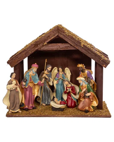 Kurt Adler 6.25in Nativity Set With 11in Stable, 8pc Set