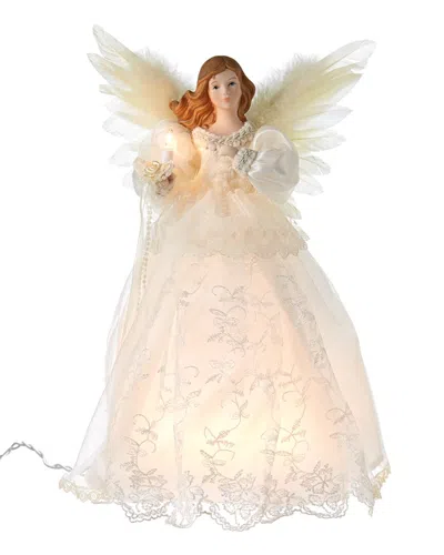 Kurt Adler 6.2in 10-light Ivory Angel Treetop In White