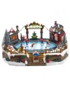 Kurt Adler 6.5-inch Led Musical Ice Hockey Rink Tablepiece In Multi
