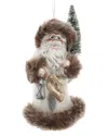 Kurt Adler 6.5in Frost Santa With Fur Trim Ornament In Brown